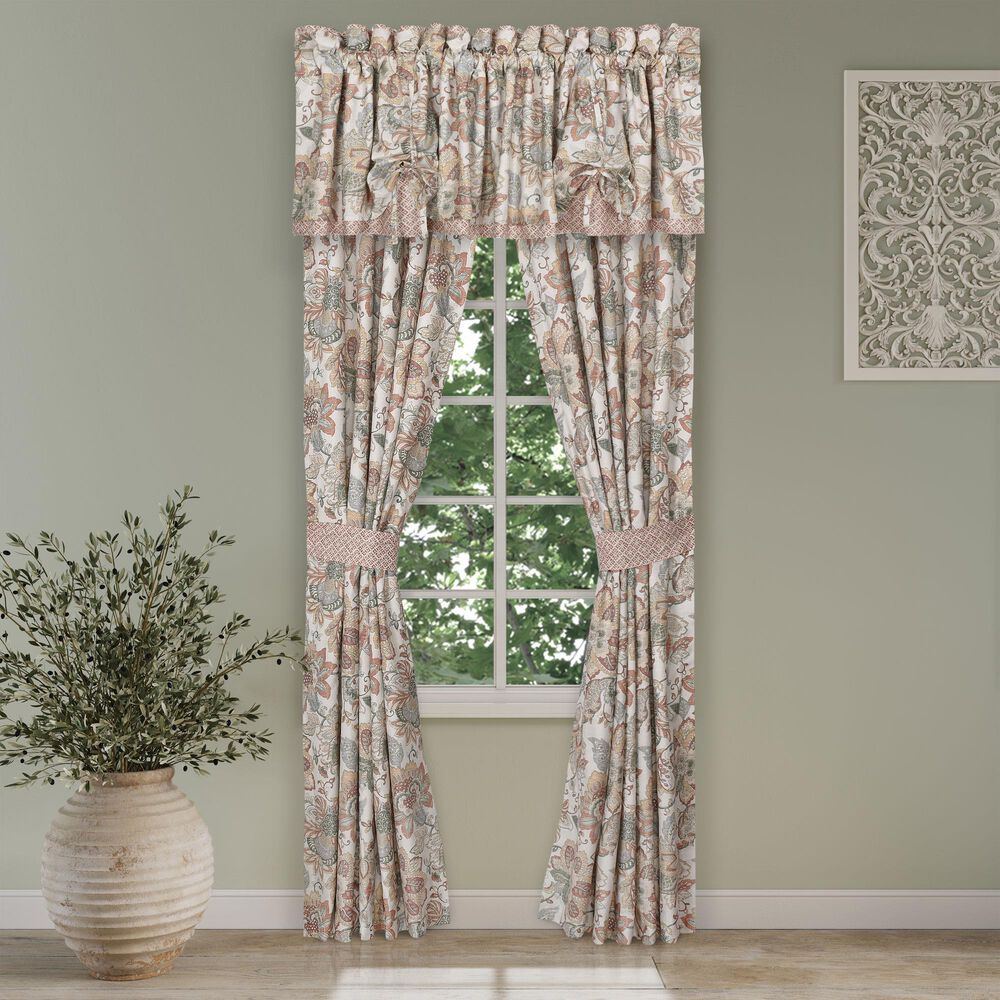 J. Queen New York Janessa 72&quot; x 17&quot; Window Straight Valance in Coral, Gold and Spice, , large