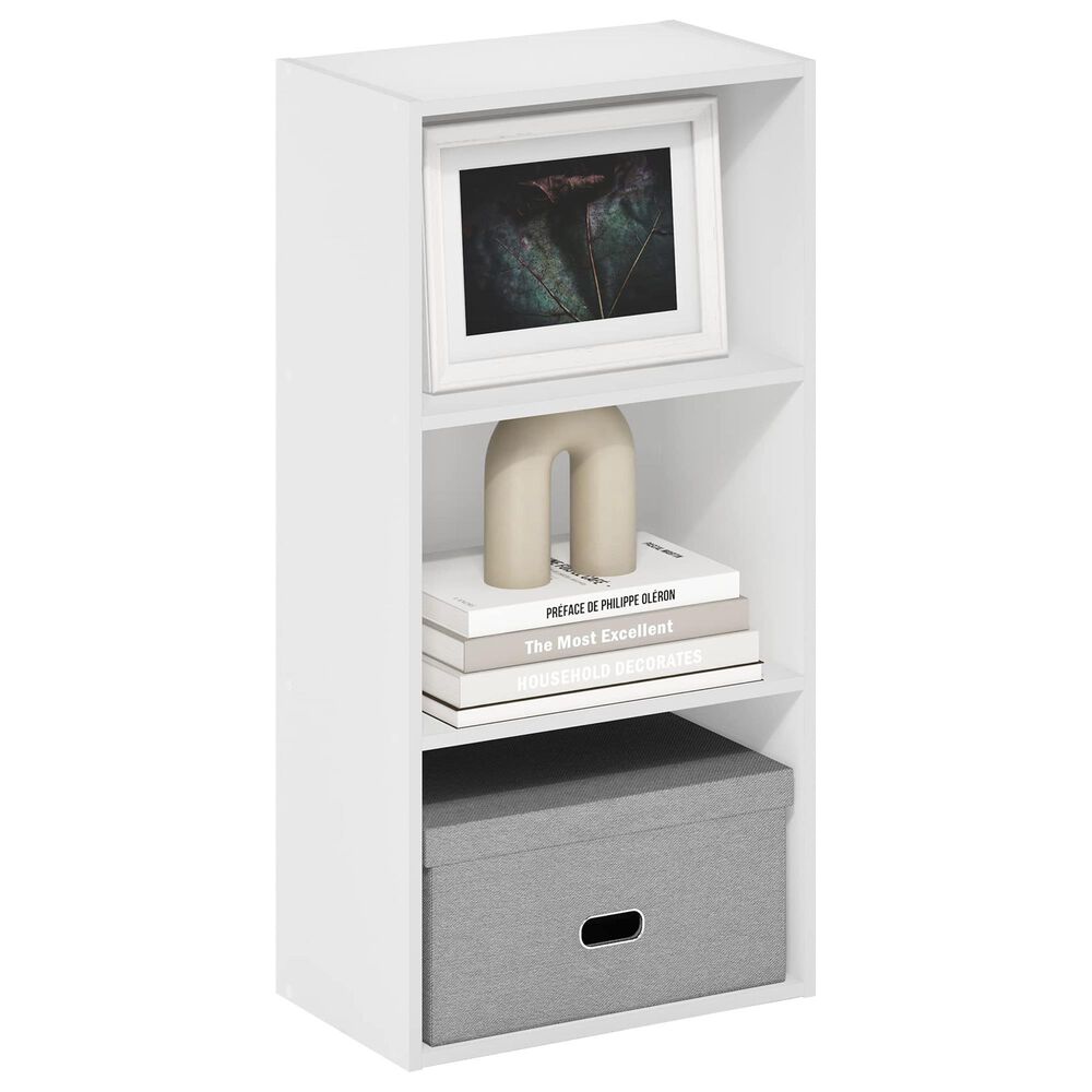 HOMLUX 3-Tier Open Shelf Bookcase in White, , large