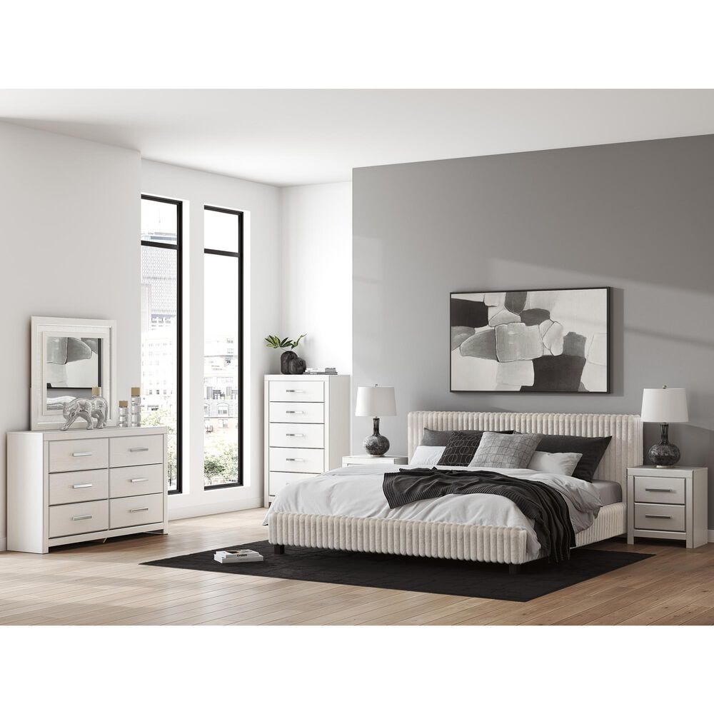 Ashley Zuraleus California King Upholstered Platform Bed with Two Nightstands in Matte White, , large
