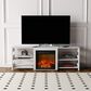 HOMLUX 63" Fireplace TV Stand with Storage Shelves in White Emboss, , large