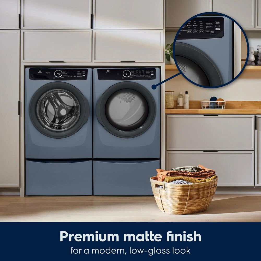 Electrolux 400 Series 4.5 Cu. Ft. Front Load Washer and 8 Cu. Ft. Gas Dryer Laundry Pair with Two Pedestal Storage Drawers in Denim Blue, , large
