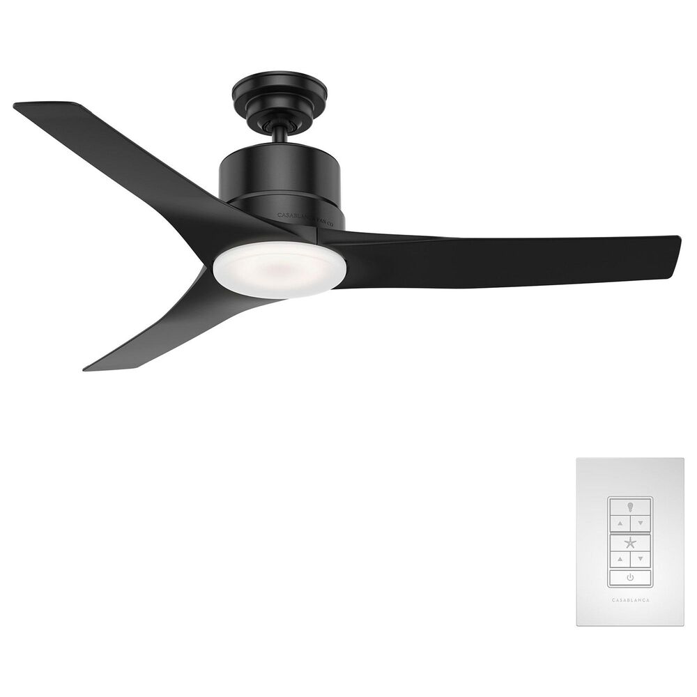 Hunter Piston 52" Outdoor Ceiling Fan with LED Light in Matte Black, , large