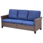 Sunwell Garden 32"H 3-Seater Outdoor Sofa with Wide Armrests and Navy Cushion in Brown, , large