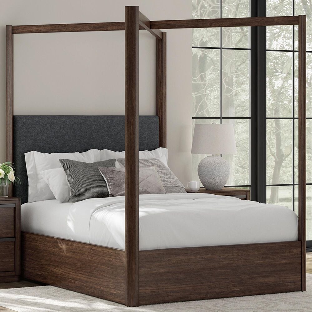 Millenium Dilenno Queen Canopy Panel Bed in Dark Brown with USB Ports, , large