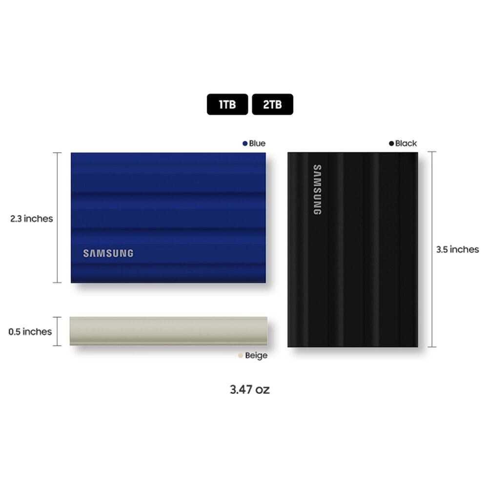 Samsung 2TB T7 Shield Portable External SSD in Black, , large