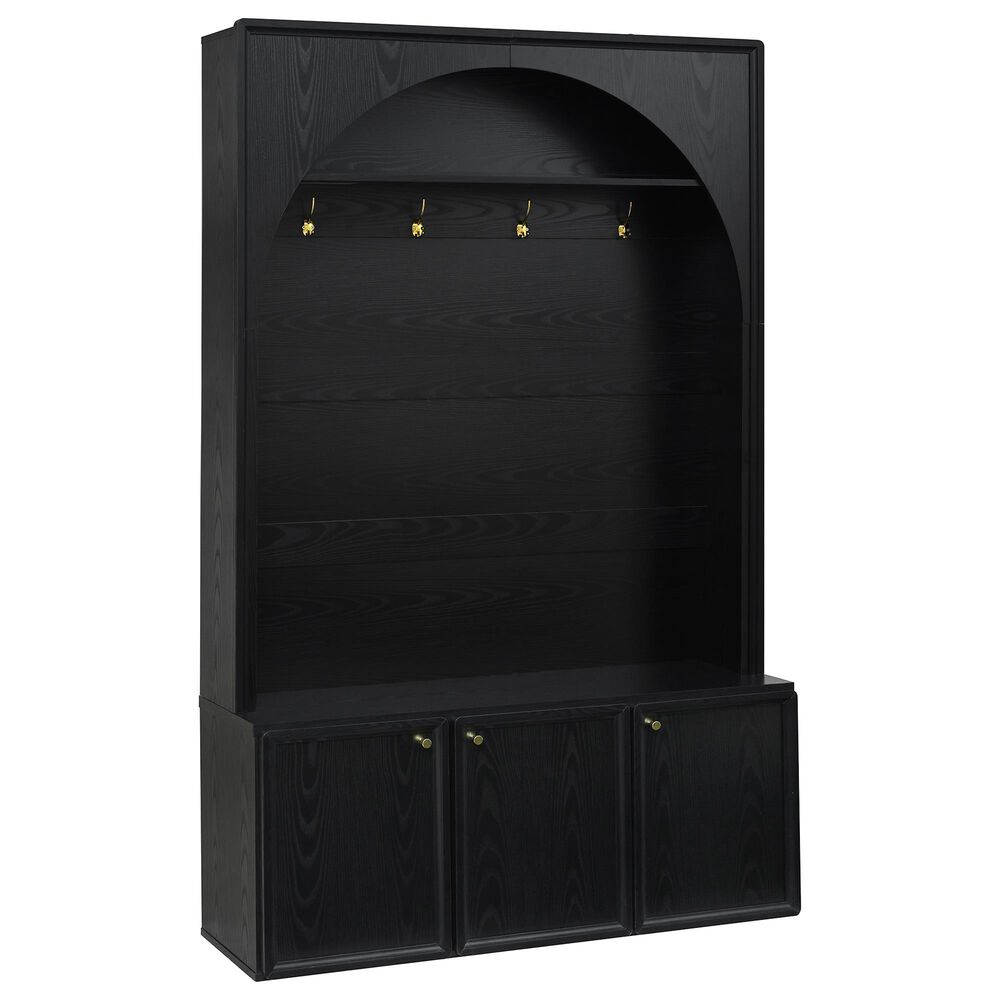 HOMLUX 4-Hook Hall Tree with Entryway Storage Bench in Black, , large