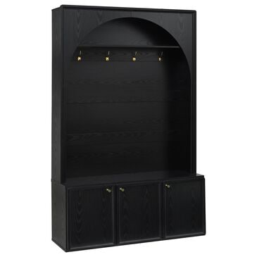 HOMLUX 4-Hook Hall Tree with Entryway Storage Bench in Black, , large