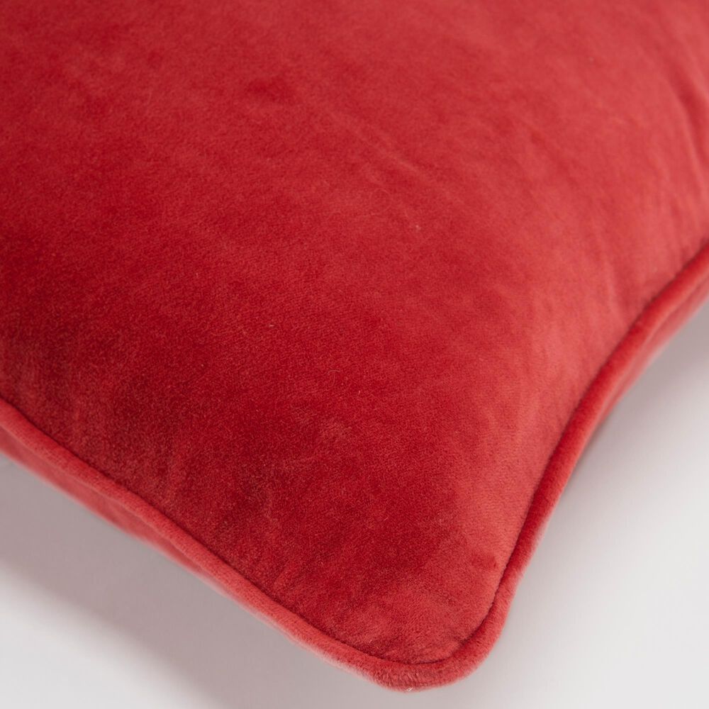 Rizzy Home Connie Post Solid 20&quot; Poly Filled Pillow in Coral with Narrow Welt, , large