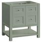 James Martin Vanities Breckenridge 30" Single Bathroom Vanity in Smokey Celadon with Single Hole 3 cm White Zeus Quartz Top and Rectangular Sink, , large
