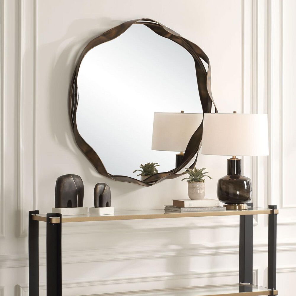 Uttermost Catch The Wave Wall Mirror in Warm Bronze and Champagne, , large