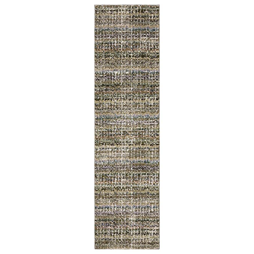Oriental Weavers Atlas Stripe 747A0 8"6" x 22"7" Green Runner, , large