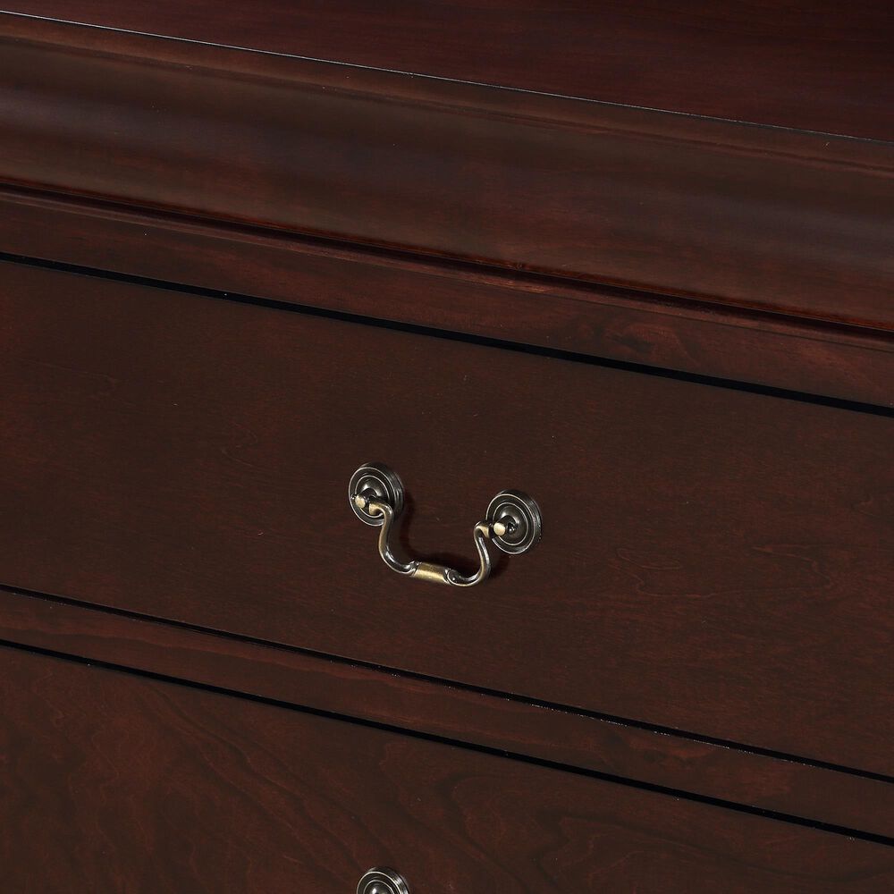 Crown Mark Louis Philip 4-Piece Full Bedroom Set in Cherry, , large