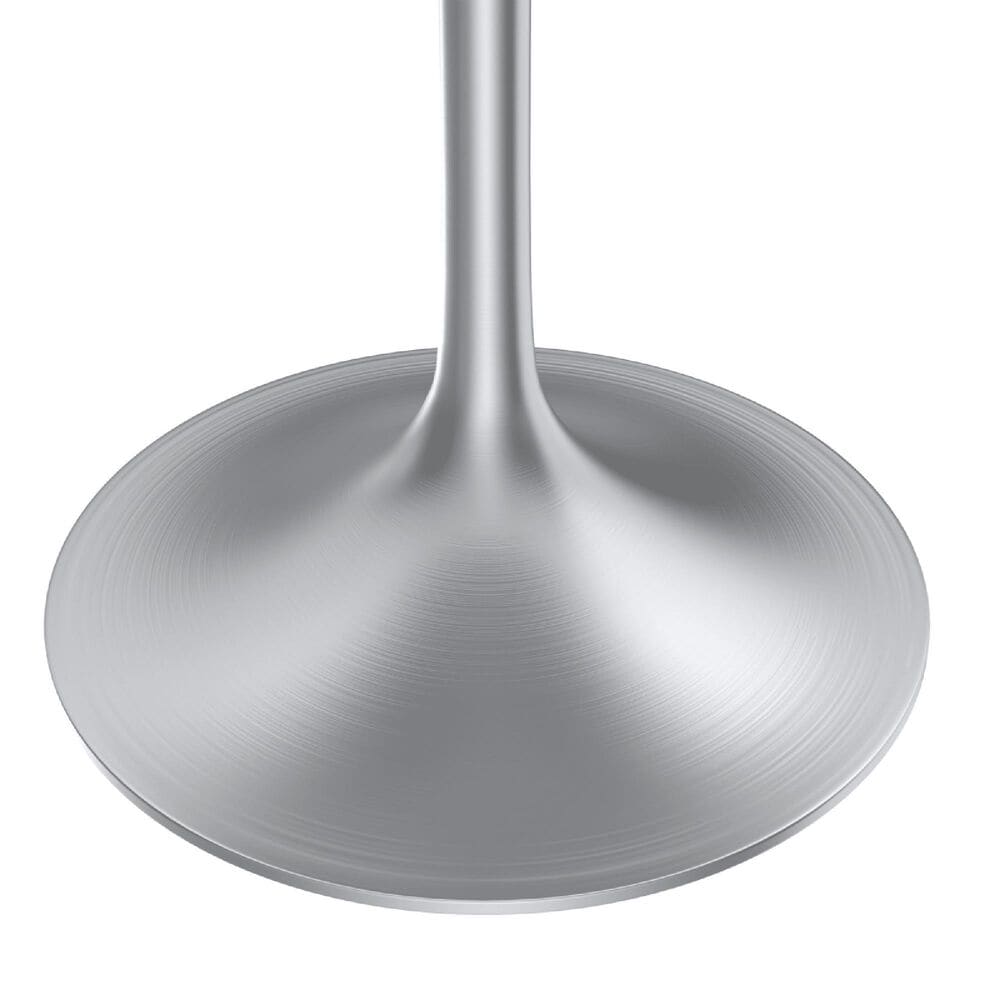 Leisuremod LeisureMod Verve Collection 27 Round Dining Table, Brushed Chrome Base with Sintered Stone Black Top, , large