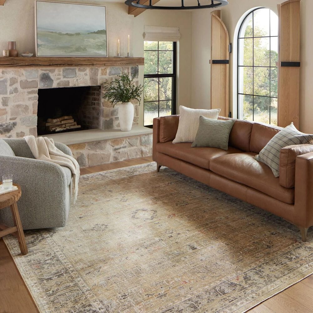 Magnolia Home Millie 5&#39;3&quot; x 7&#39;6&quot; Gold and Charcoal Area Rug, , large