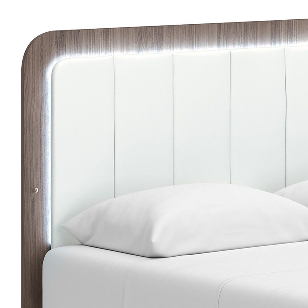 Ashley Kendanport King Platform Upholstered Bed in Brown and White, , large