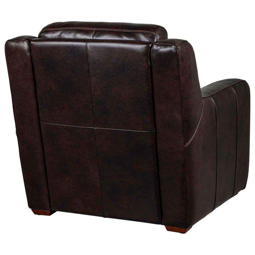Bordeaux &amp; Co Stationary Leather Chair and Ottoman Set in Berlin Dark Brown, , large