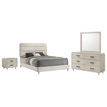 Crown Mark Nyomi 4 Piece King Panel Bedroom Set in White, , large