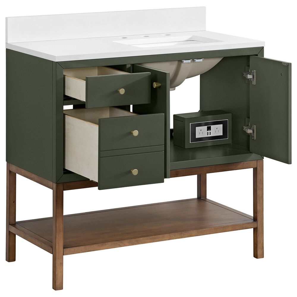 37B Isadore 36" Single Bathroom Vanity Cabinet in Deep Olive Green and White Composite Stone Top and Backsplash, , large