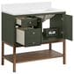 37B Isadore 36" Single Bathroom Vanity Cabinet in Deep Olive Green and White Composite Stone Top and Backsplash, , large