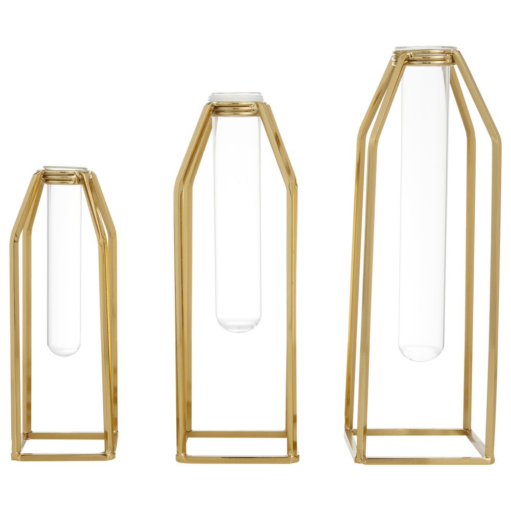 Maple and Jade Hanging Apothecary Tube Vase in Gold (Set of 3), , large