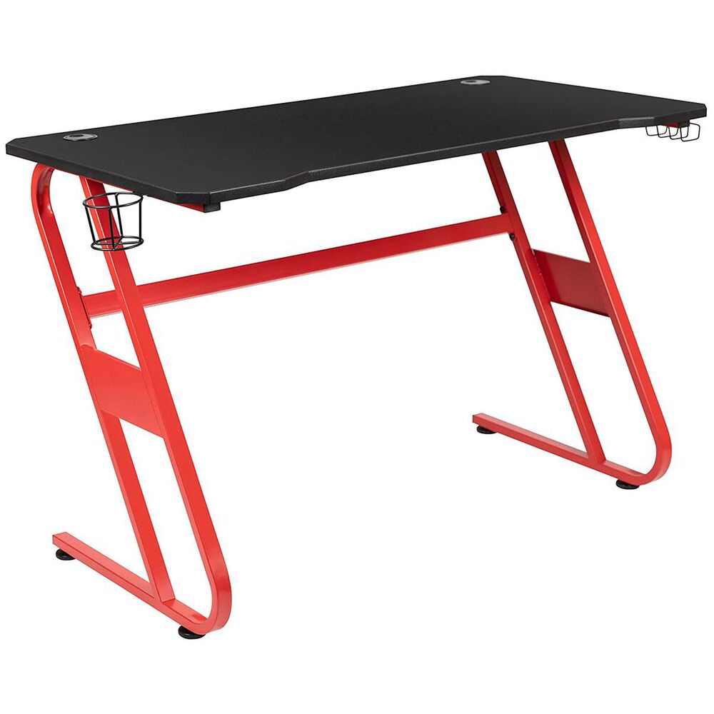 Flash Furniture Red Gaming Desk with Cup Holder, , large