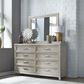 Belle Furnishings Belmar 4 Piece King Bedroom Set in Washed Taupe and Silver Champagne, , large