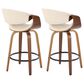 LumiSource Symphony 26" Swivel Counter Stool with Cream Upholstery in Walnut and Black (Set of 2), , large