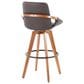 Lumisource Cosmo Swivel Barstool with Brown Cushion in Walnut and Black, , large