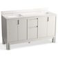 Kohler Solive 60" Double Bathroom Vanity in Gossamer White with 2 cm White Quartz Top and Rectangular Sinks, , large
