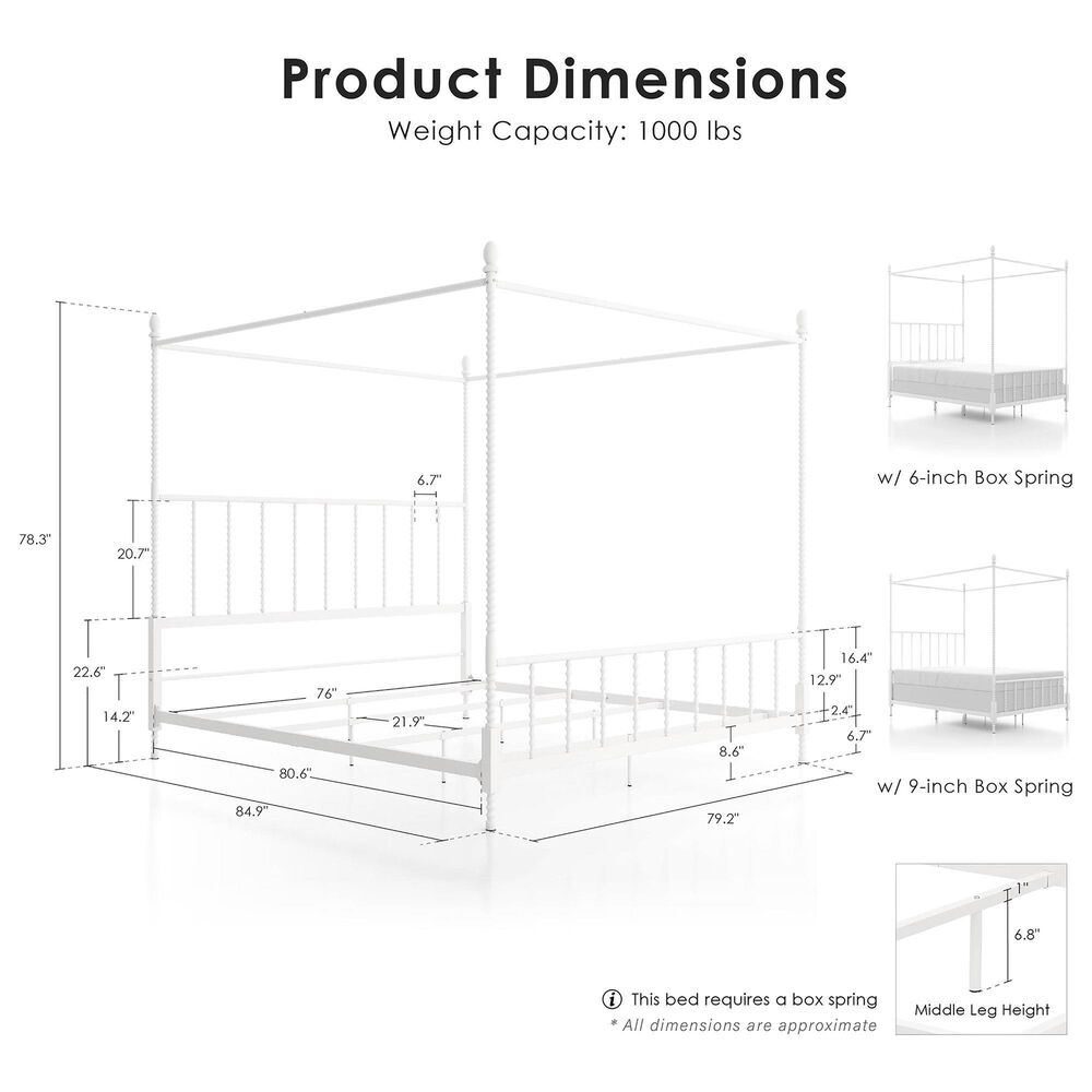 Furniture of America Elliot King Canopy Bed in White, , large
