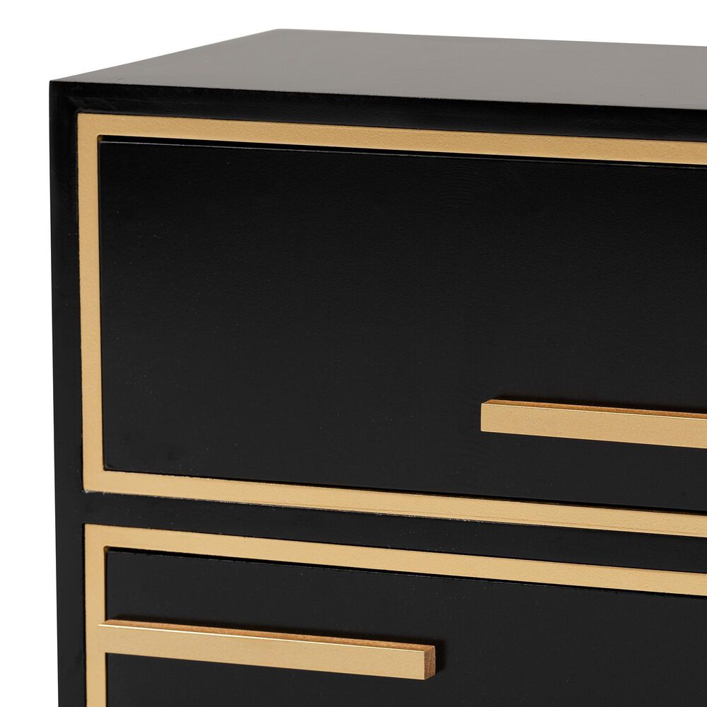 Baxton Studio Giolla 2-Drawer End Table in Black and Gold, , large
