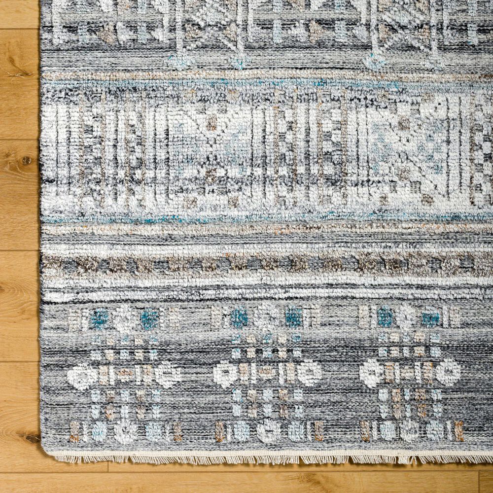 Surya Pompei White, Black, Metallic Silver, Medium Gray, Light Gray, Brown and Sky Blue 10&#39; x 14&#39; Area Rug, , large