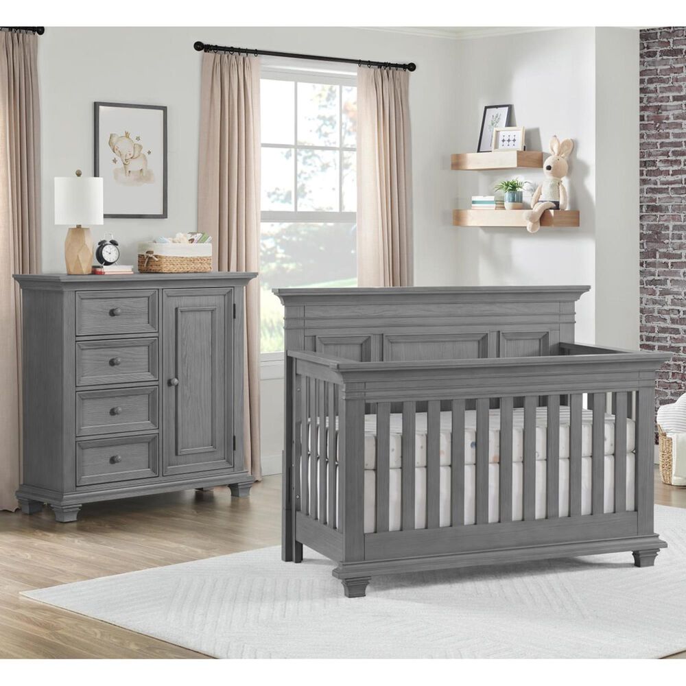 Oxford Baby Weston 2-Piece Crib and Dresser Nursery Set in Dusk Gray, , large