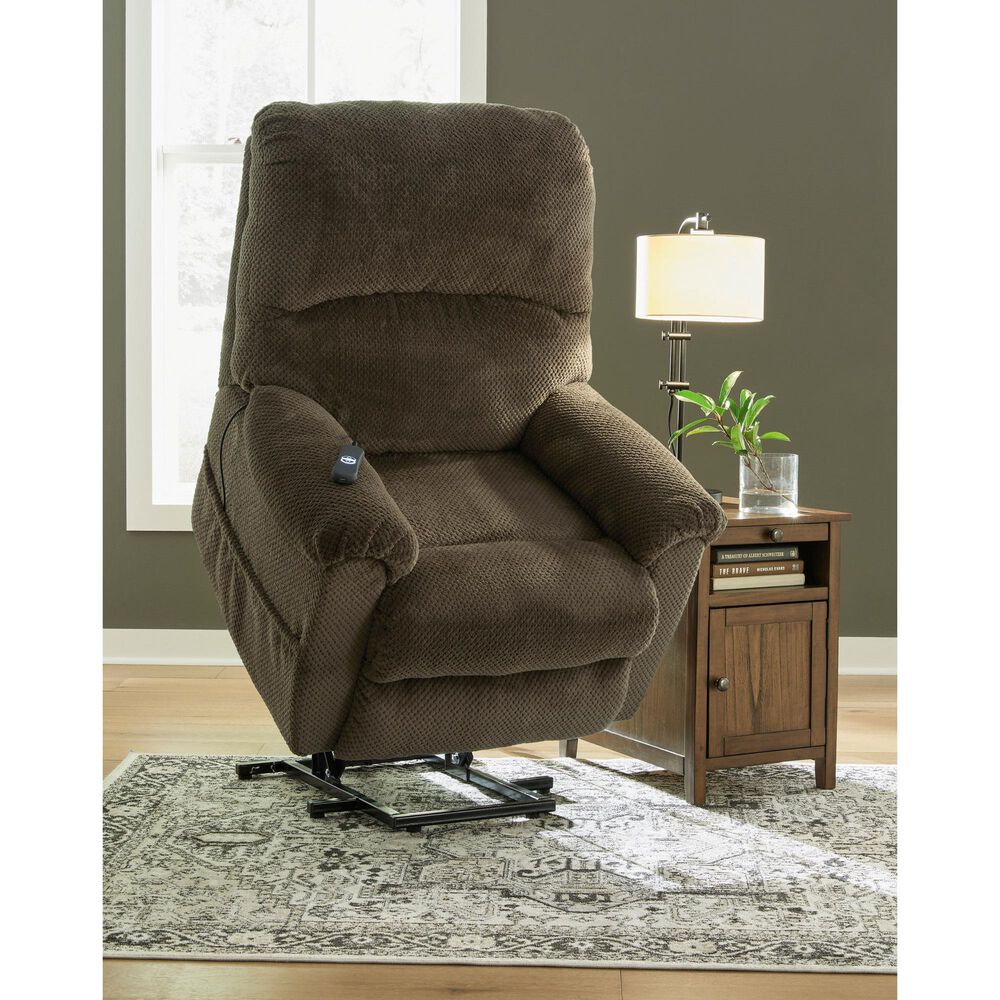 Signature Design by Ashley Shadowboxer Power Lift Recliner in Chocolate, , large
