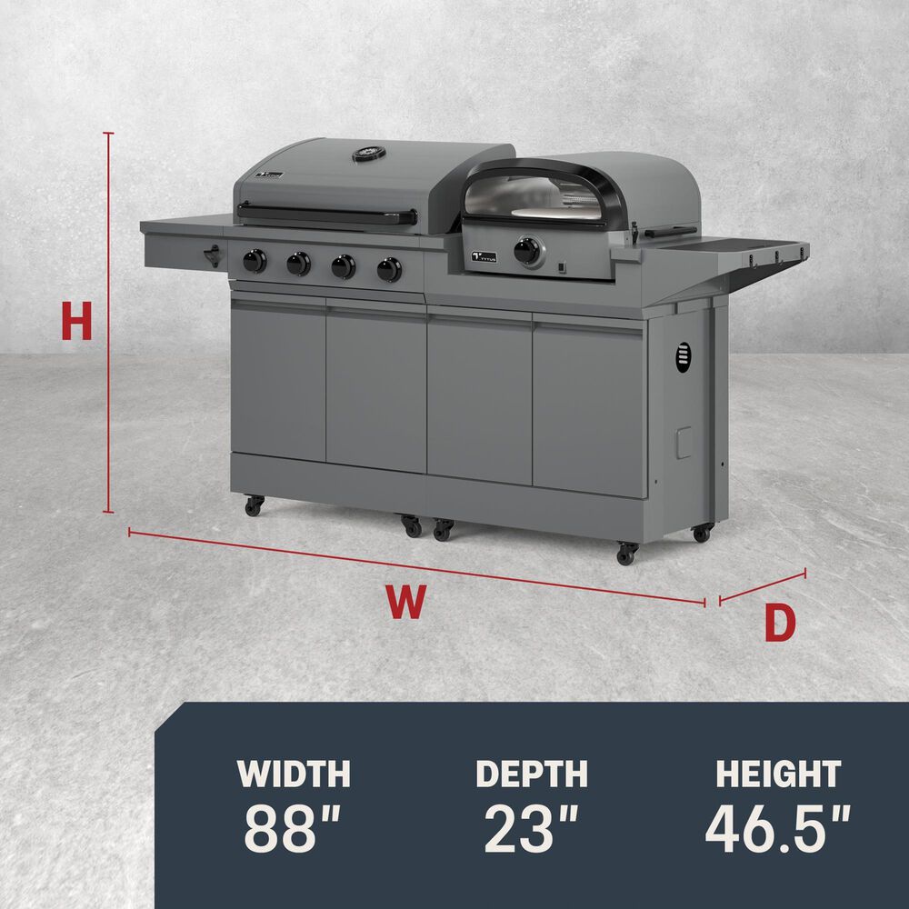 Tytus Anaheim and Emberwood 3-Piece Modular Duo with Gas Tabletop Pizza Oven in Gunmetal Gray, , large