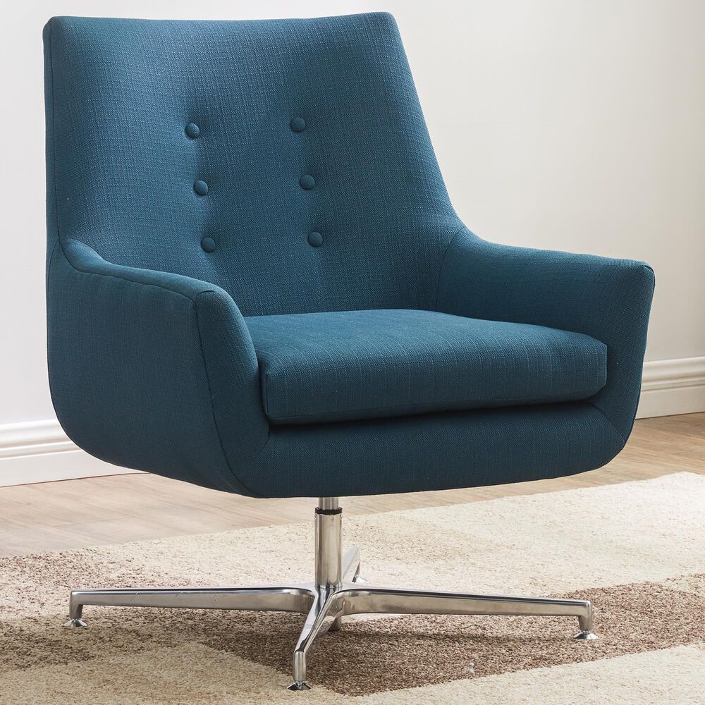 Safavieh Jayla Swivel Accent Chair in Dark Teal and Silver, , large