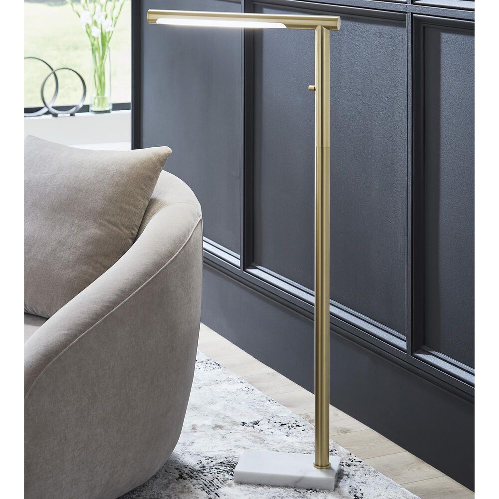 Ashley Santiford Metal Floor Lamp in Gold and White, , large