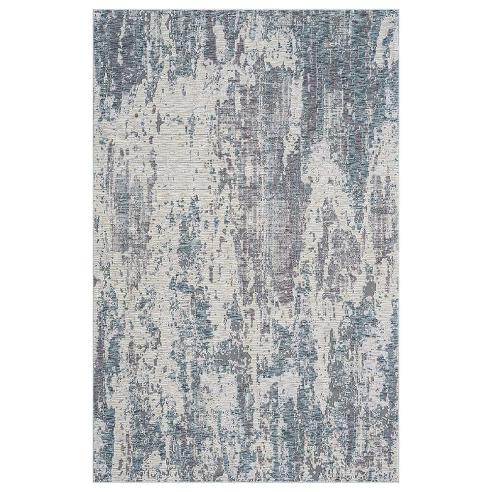 37B Allure Abstract Gray and Blue 7"9" x 9"9" Area Rug, , large