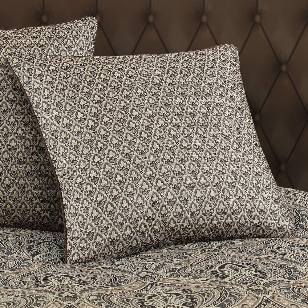 J. Queen New York Maren 26&quot; Square Euro Pillow Sham in Gold, Beige and Chocolate, , large