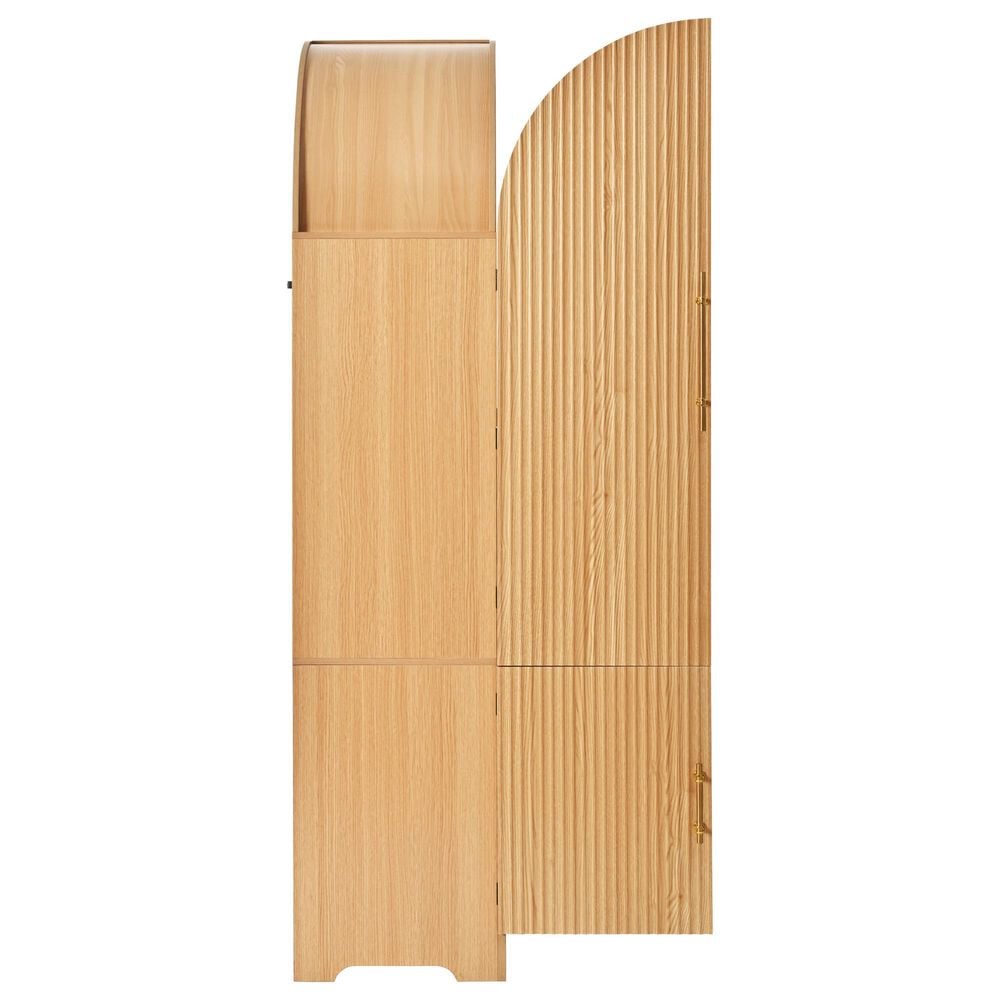 HOMLUX 72" Tall Arched Kitchen Pantry Cabinet in Natural, , large