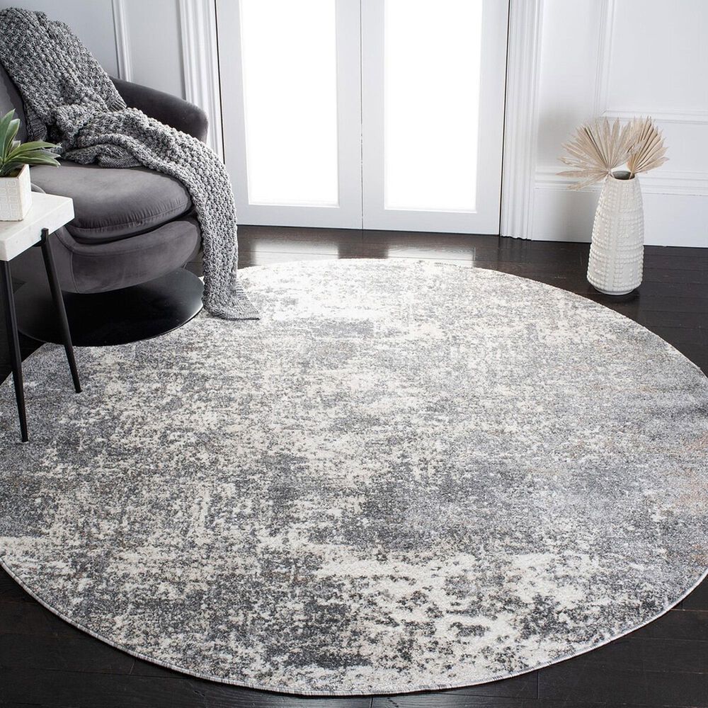 Safavieh Aston ASN705 6&#39;7&quot; Round Grey and Ivory Area Rug, , large