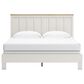 Ashley Linnocreek King Panel Bed in White and Warm Brown, , large