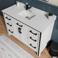 Lexora Home Ziva 48" Single Bathroom Vanity in White with 2 cm White Quartz Top and Rectangular Sink, , large