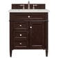 James Martin Vanities Brittany 30" Single Bathroom Vanity in Burnished Mahogany with 3 cm Lime Delight Quartz Top and Rectangular Sink, , large