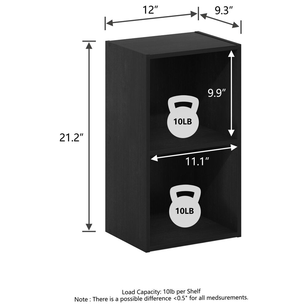 HOMLUX 2-Tier Open Shelf Bookcase in Blackwood, , large