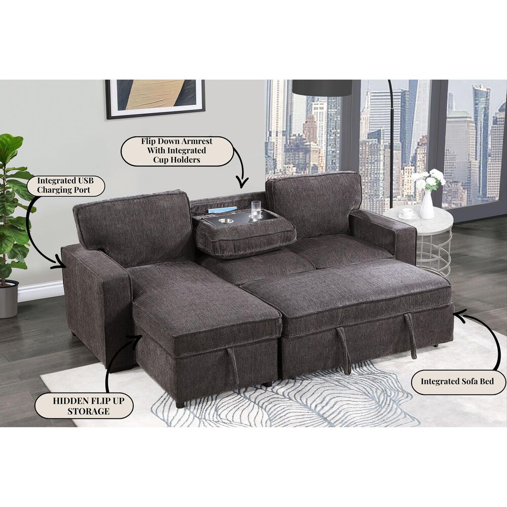 Global Furniture USA Pull-Out Sofa W/Reversible Chaise, , large