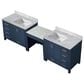 Lexora Home Coraline 102" Double Bathroom Vanity in Navy Blue with White Carrara Marble Top and Rectangular Sinks, , large