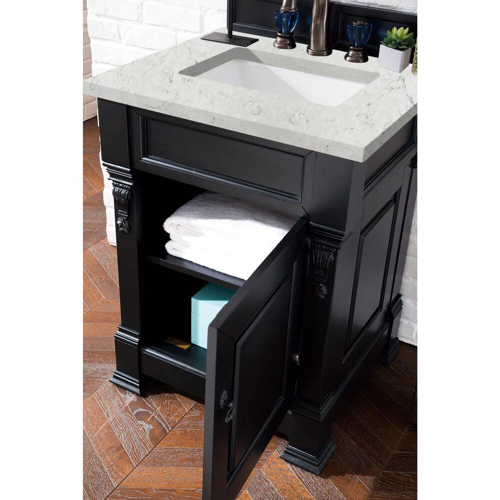 James Martin Vanities Brookfield 26&quot; Single Bathroom Vanity in Antique Black with 3 cm Eternal Jasmine Pearl Quartz Top and Rectangle Sink, , large