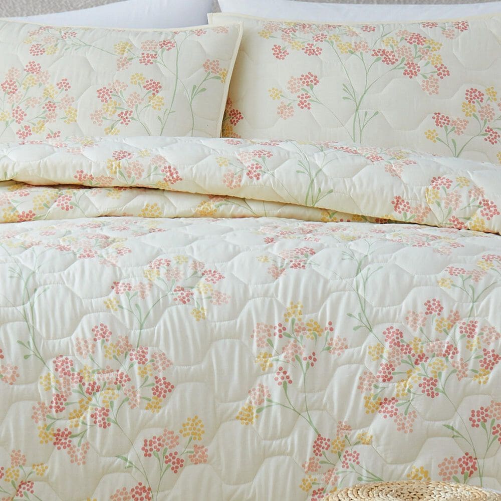 Pem America Vivian 3-Piece Full/Queen Quilt Set in Ivory, Red, Yellow and Green, , large