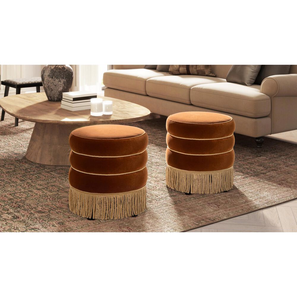 Jennifer Taylor Home Edward Pouf in Burnt Orange, , large